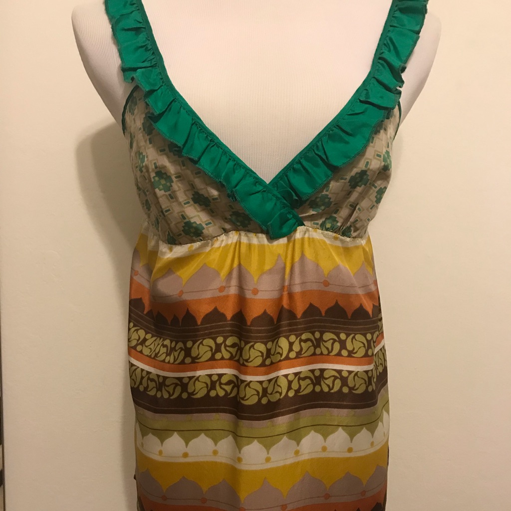 Colorful Ruffle Silk Top